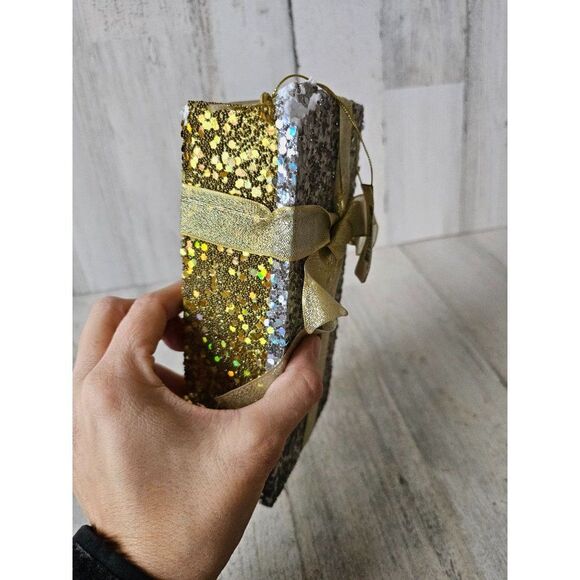 Large silver gold sparkle present Xmas decor Styrofoam - Picture 8 of 9